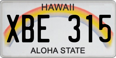 HI license plate XBE315