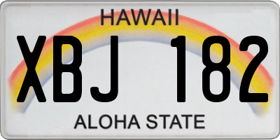 HI license plate XBJ182