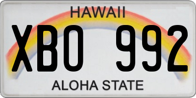 HI license plate XBO992