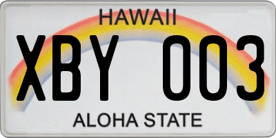 HI license plate XBY003