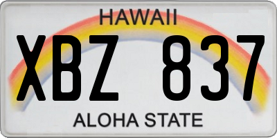 HI license plate XBZ837