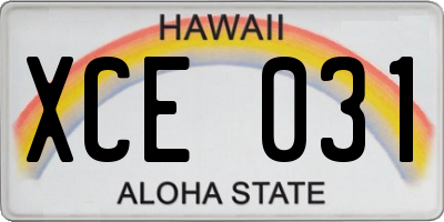HI license plate XCE031