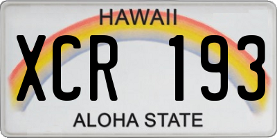 HI license plate XCR193
