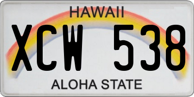 HI license plate XCW538