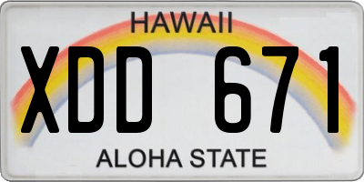 HI license plate XDD671