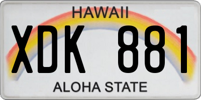 HI license plate XDK881
