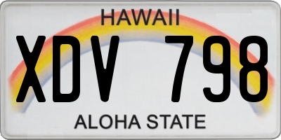 HI license plate XDV798