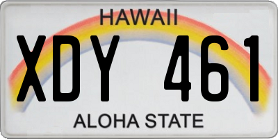 HI license plate XDY461