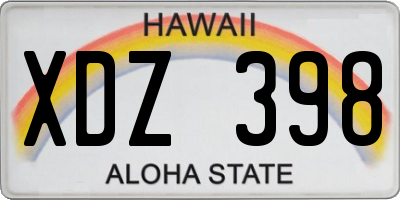 HI license plate XDZ398