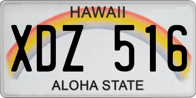 HI license plate XDZ516
