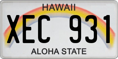 HI license plate XEC931