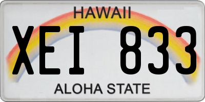 HI license plate XEI833