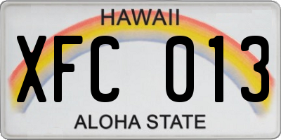 HI license plate XFC013