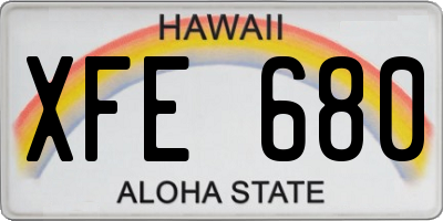 HI license plate XFE680