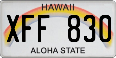 HI license plate XFF830