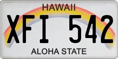 HI license plate XFI542