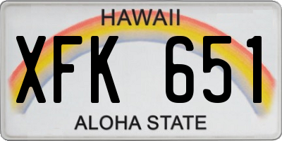 HI license plate XFK651