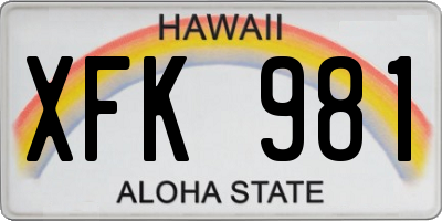HI license plate XFK981