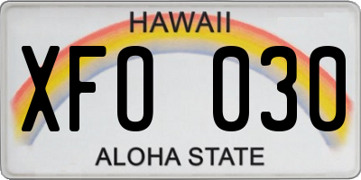 HI license plate XFO030
