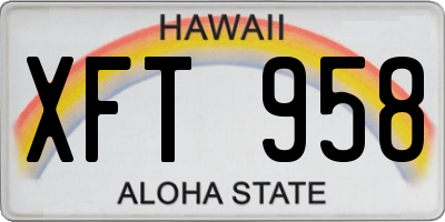 HI license plate XFT958