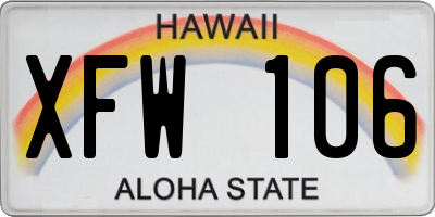 HI license plate XFW106