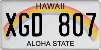 HI license plate XGD807