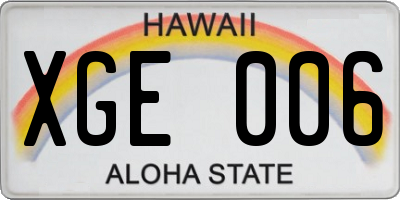 HI license plate XGE006