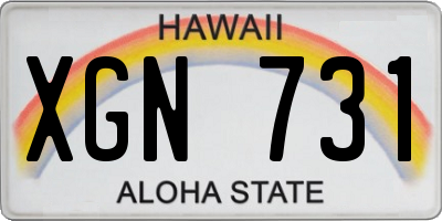 HI license plate XGN731