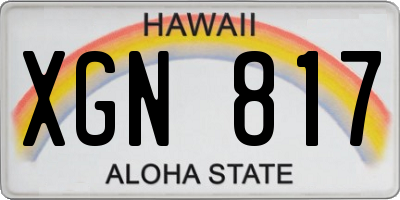 HI license plate XGN817