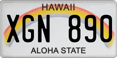 HI license plate XGN890