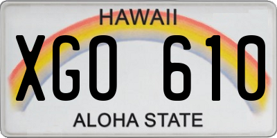 HI license plate XGO610