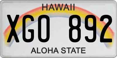 HI license plate XGO892