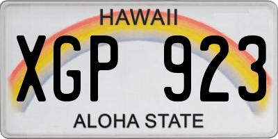 HI license plate XGP923