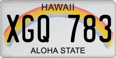 HI license plate XGQ783