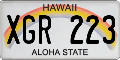 HI license plate XGR223
