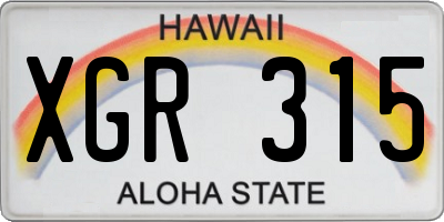 HI license plate XGR315