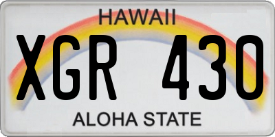 HI license plate XGR430