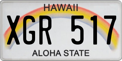 HI license plate XGR517