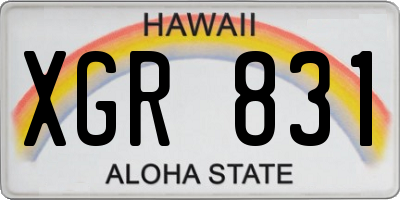 HI license plate XGR831