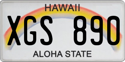 HI license plate XGS890