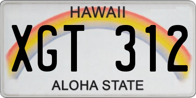 HI license plate XGT312