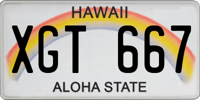 HI license plate XGT667