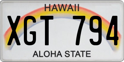 HI license plate XGT794