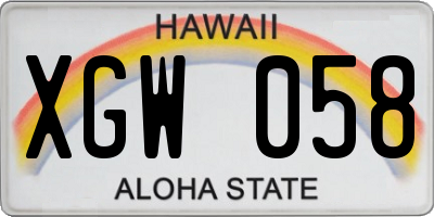 HI license plate XGW058