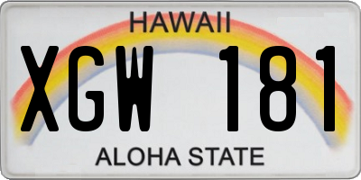 HI license plate XGW181