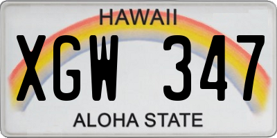 HI license plate XGW347