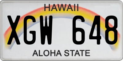 HI license plate XGW648
