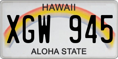 HI license plate XGW945
