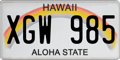 HI license plate XGW985