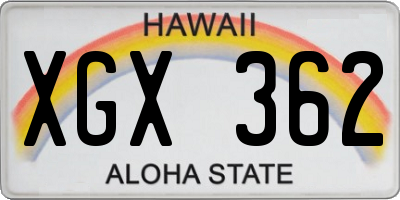 HI license plate XGX362